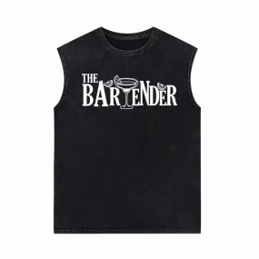 The Bartender Cocktail Funny Vintage Washed Vest Top