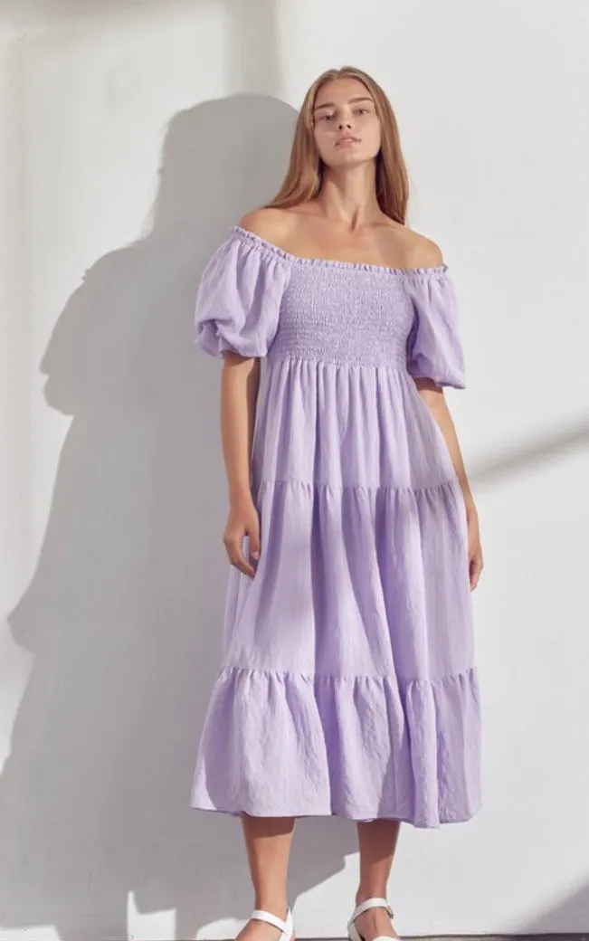 The Claremont Dress in Lavender and Blue