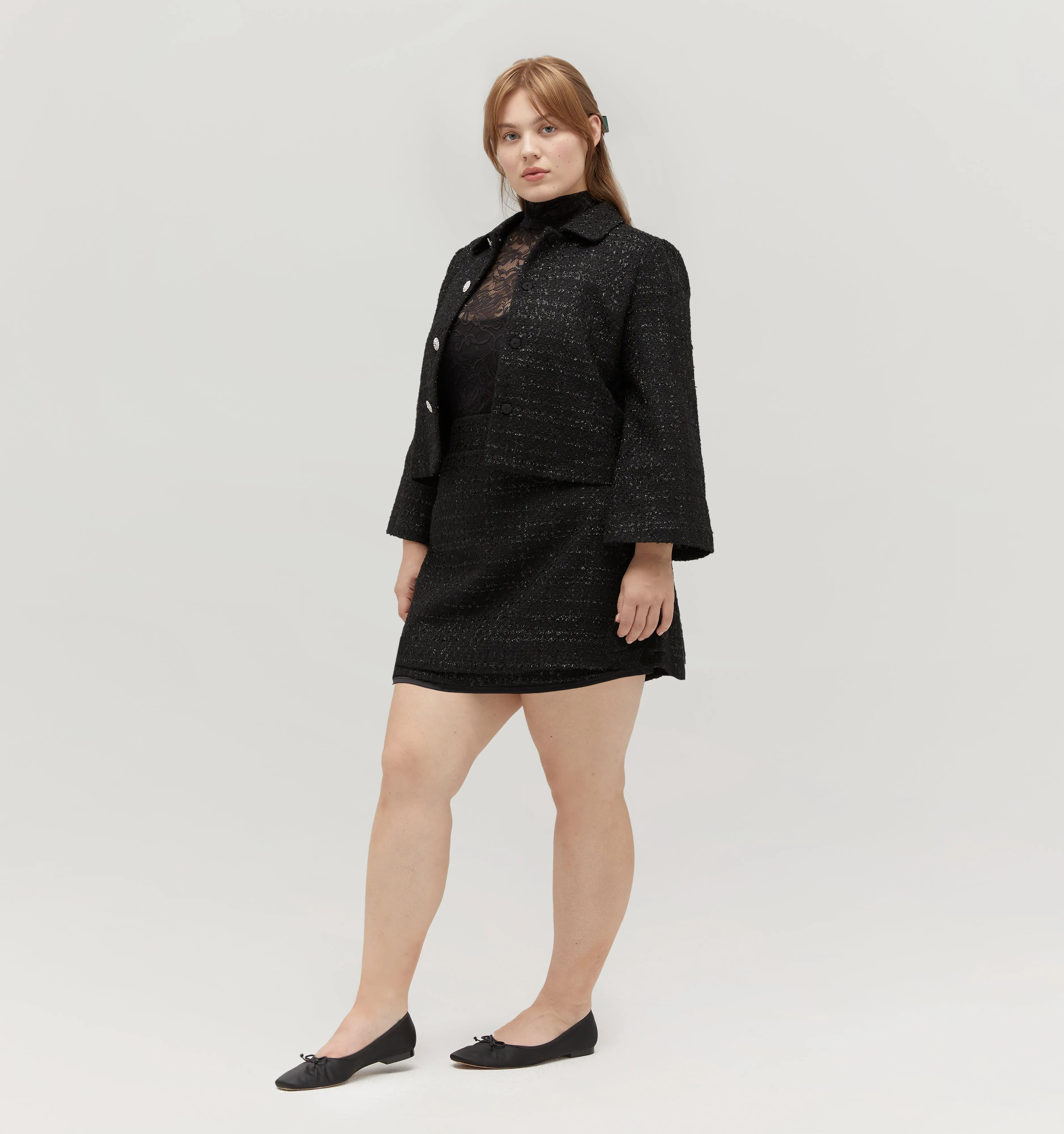 The Tatiana Skirt - Black Tweed