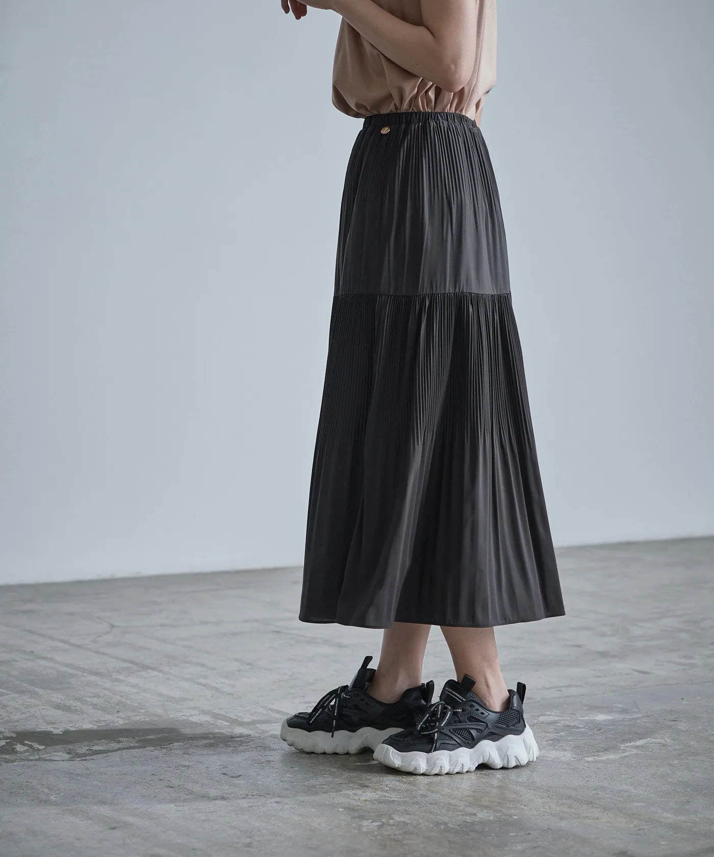 Tier-Pleated Skirt