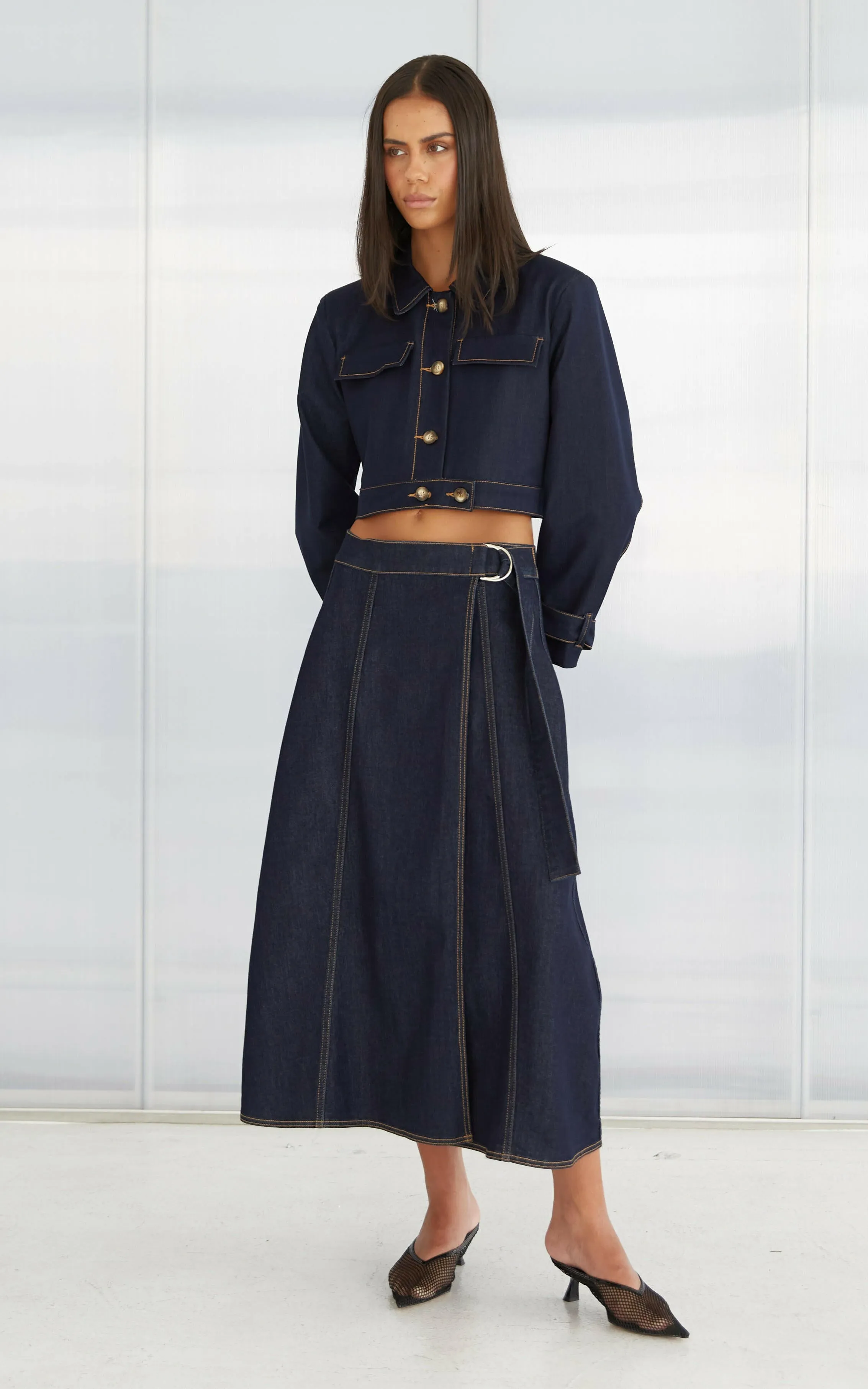 Tiffe Wrap Denim Skirt