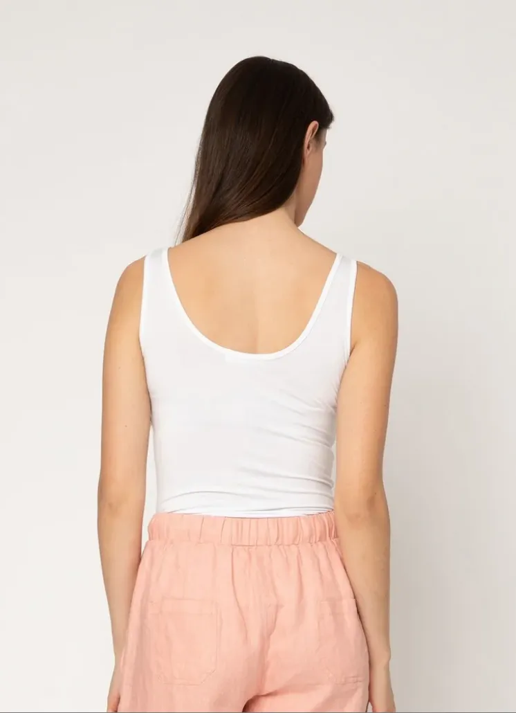 Two by Two Reversable Rayon Tank White