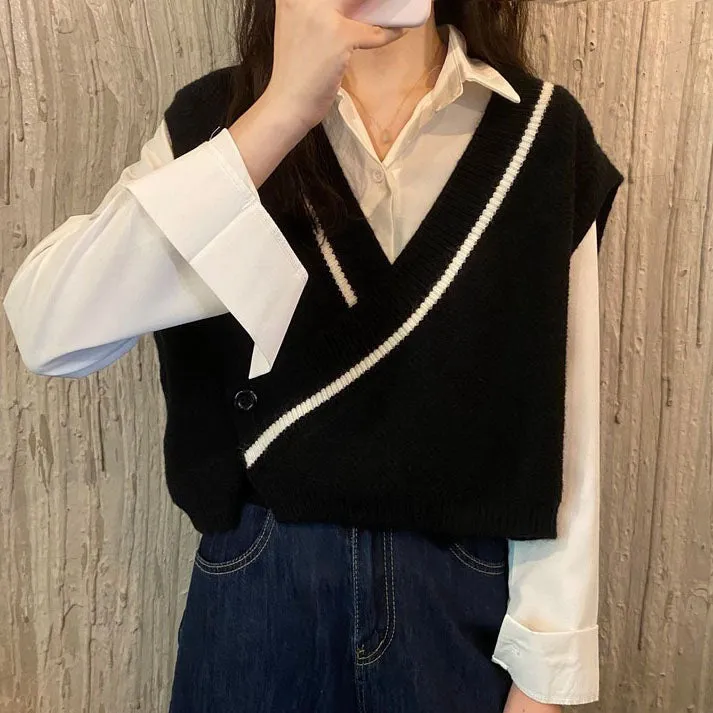 Two-Piece Waistcoat Top And White Shirt