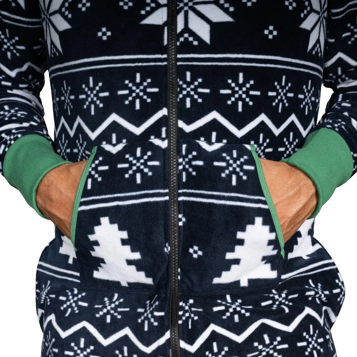 Ugly Christmas Sweater Style Fair Isle Jumpsuit Adult Union Suit Unisex Pajamas