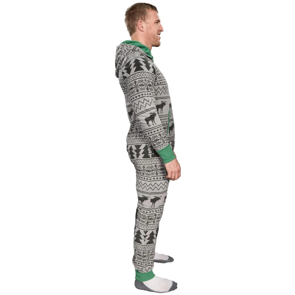 Ugly Christmas Sweater Style Fair Isle Jumpsuit Adult Union Suit Unisex Pajamas