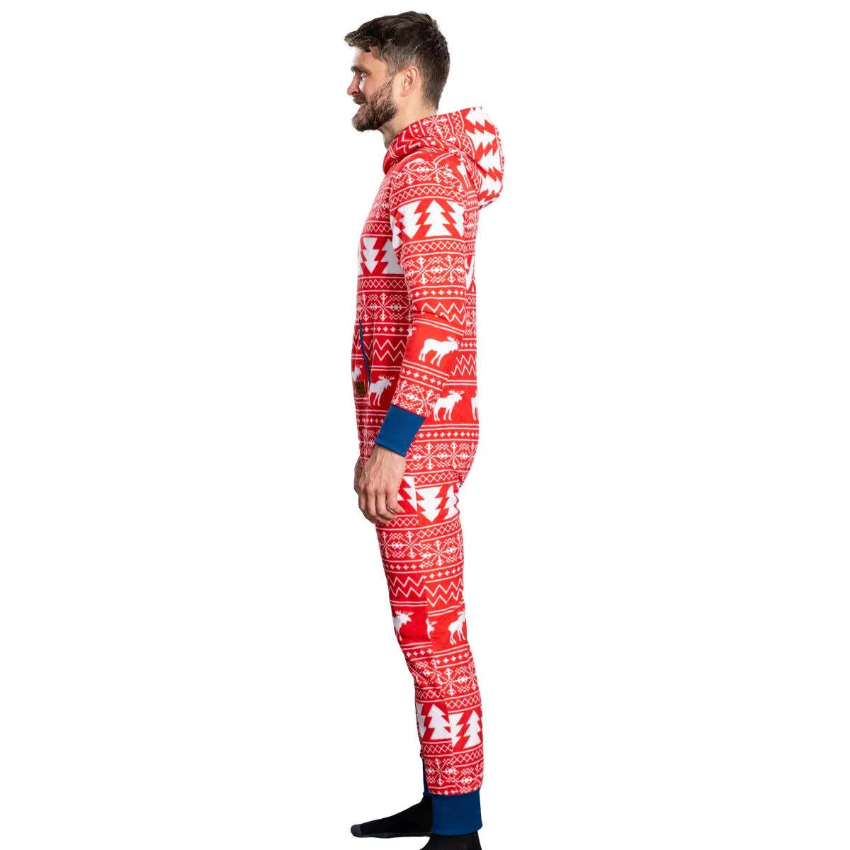 Ugly Christmas Sweater Style Fair Isle Jumpsuit Adult Union Suit Unisex Pajamas