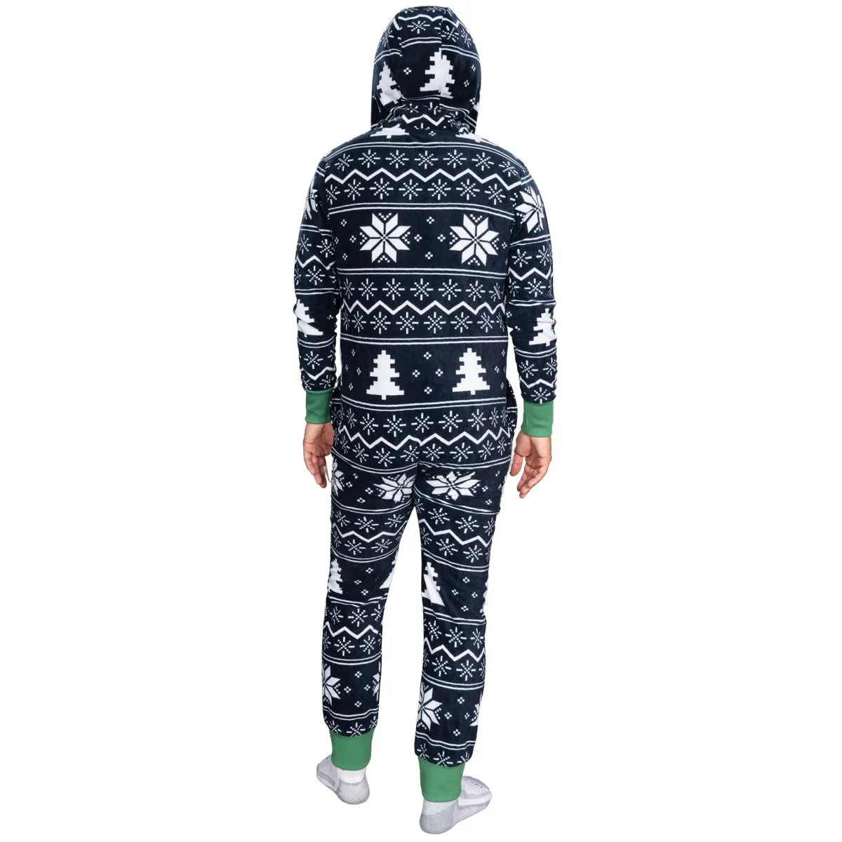 Ugly Christmas Sweater Style Fair Isle Jumpsuit Adult Union Suit Unisex Pajamas