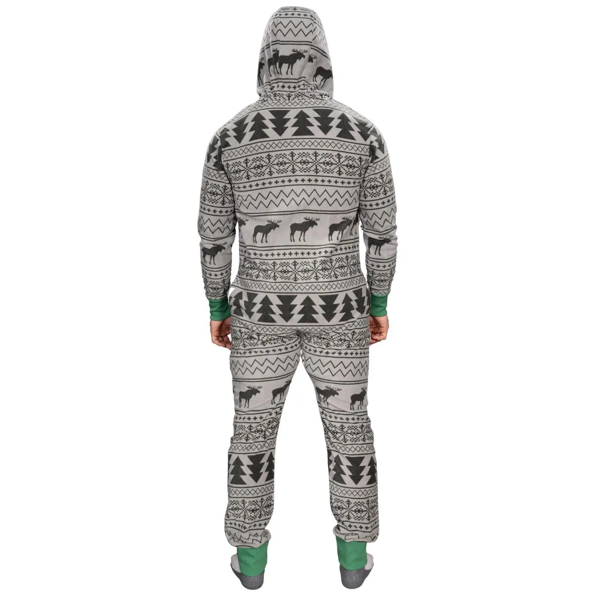 Ugly Christmas Sweater Style Fair Isle Jumpsuit Adult Union Suit Unisex Pajamas