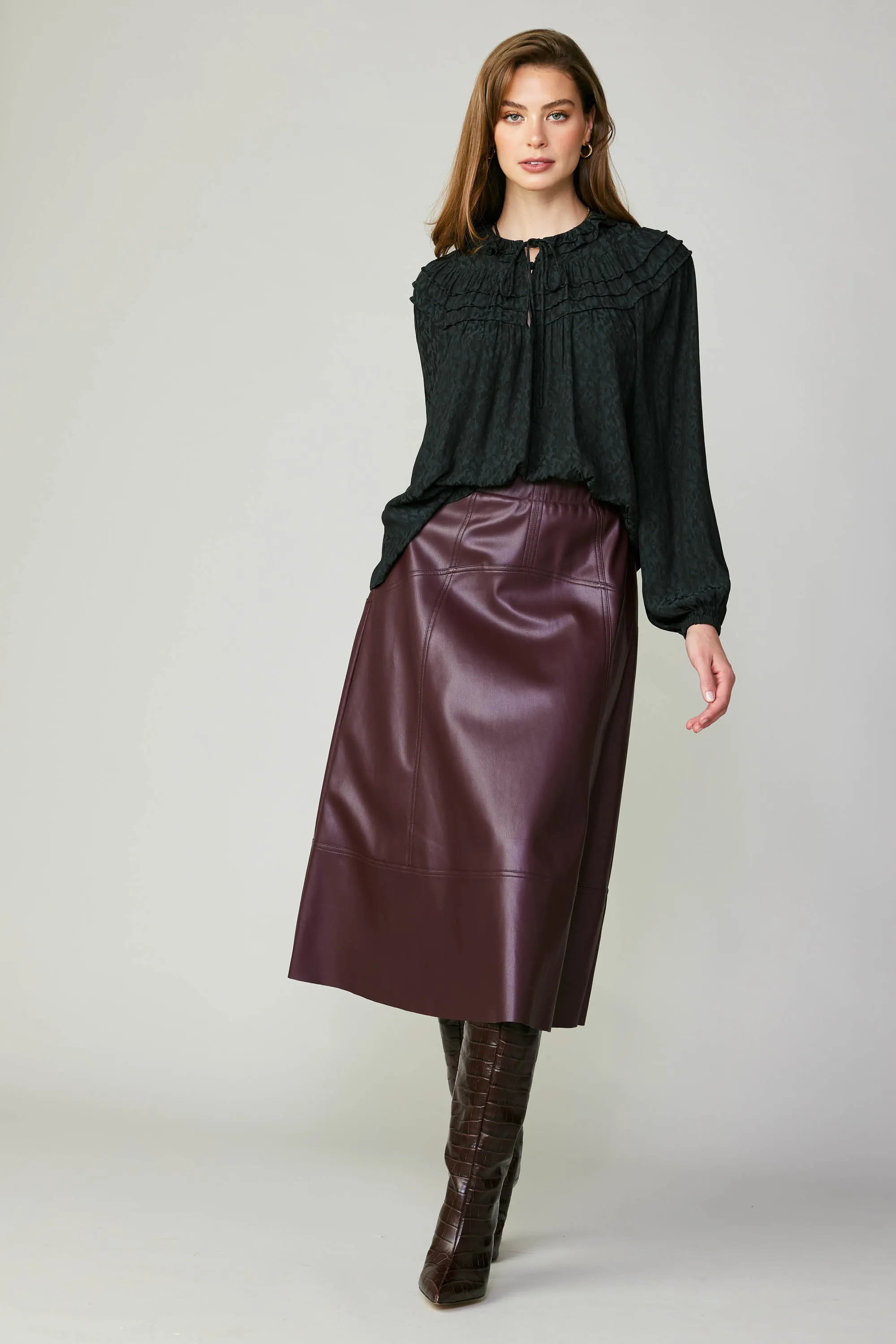 Vegan Leather Midi Skirt