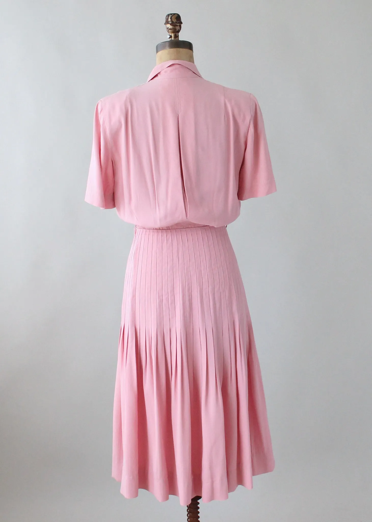 Vintage 1940s Pink Rayon Sportswear Dress