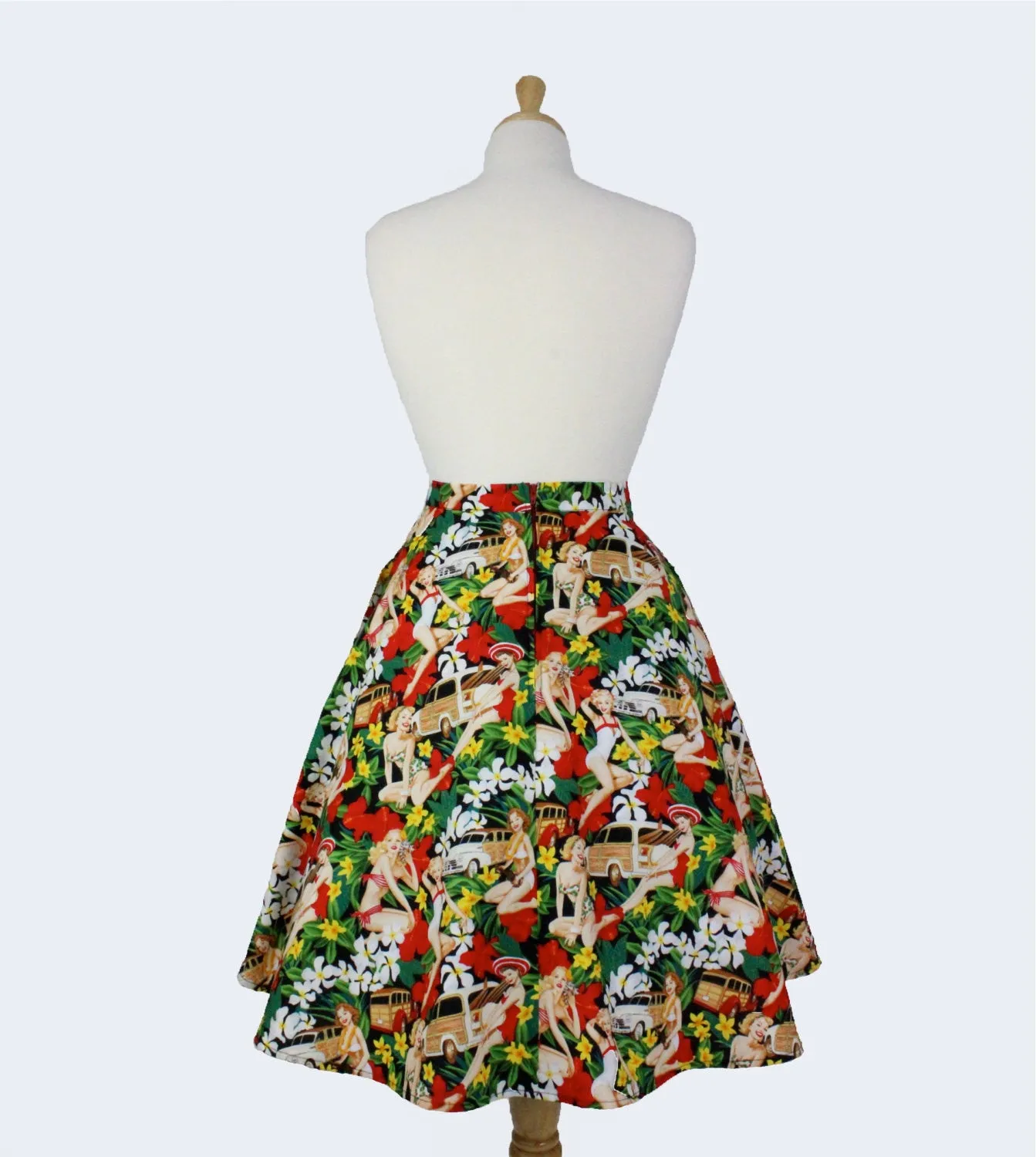 Vintage Hawaiian Tiki  Aline Pinup Skirt # FS-HG501