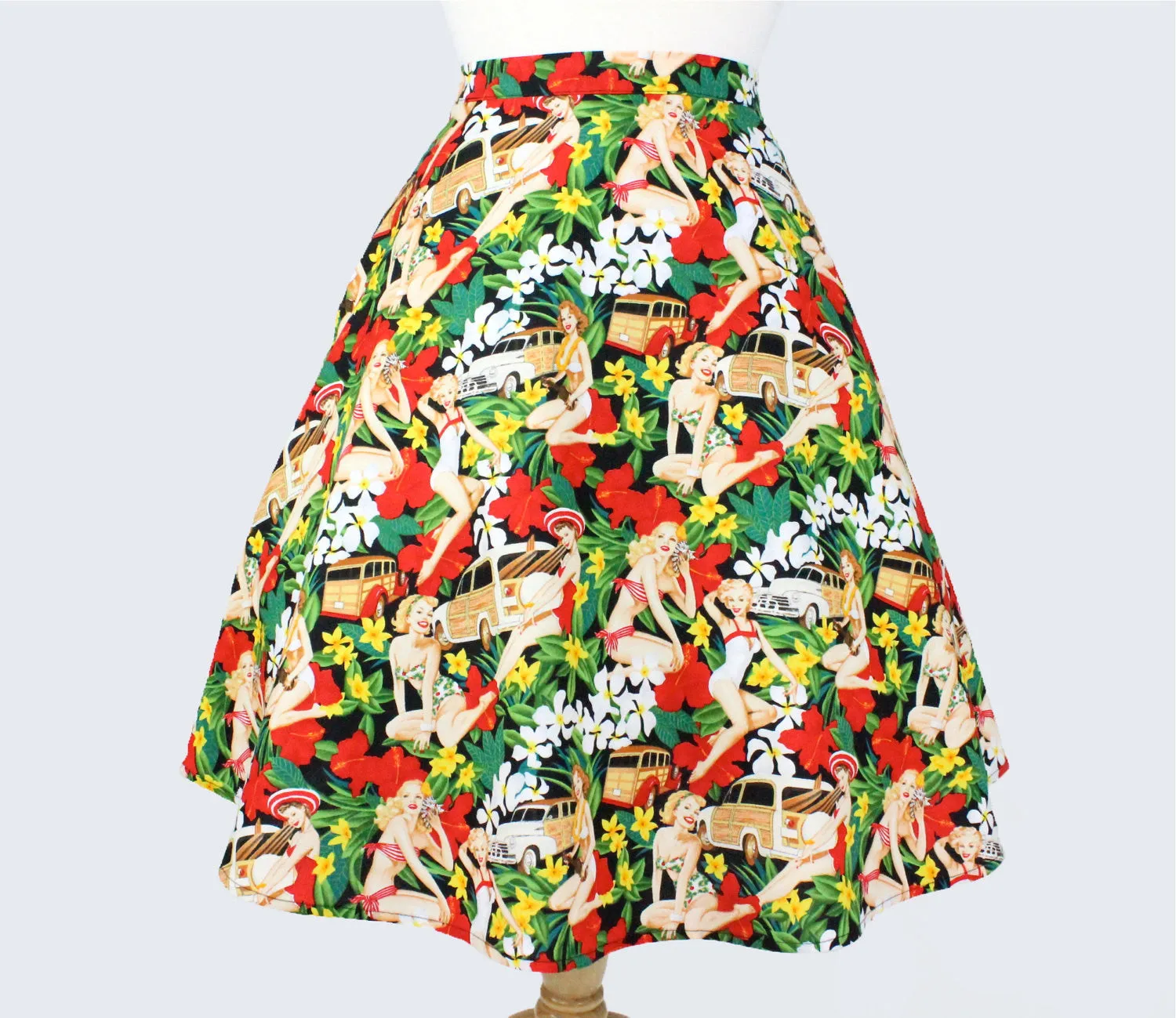 Vintage Hawaiian Tiki  Aline Pinup Skirt # FS-HG501