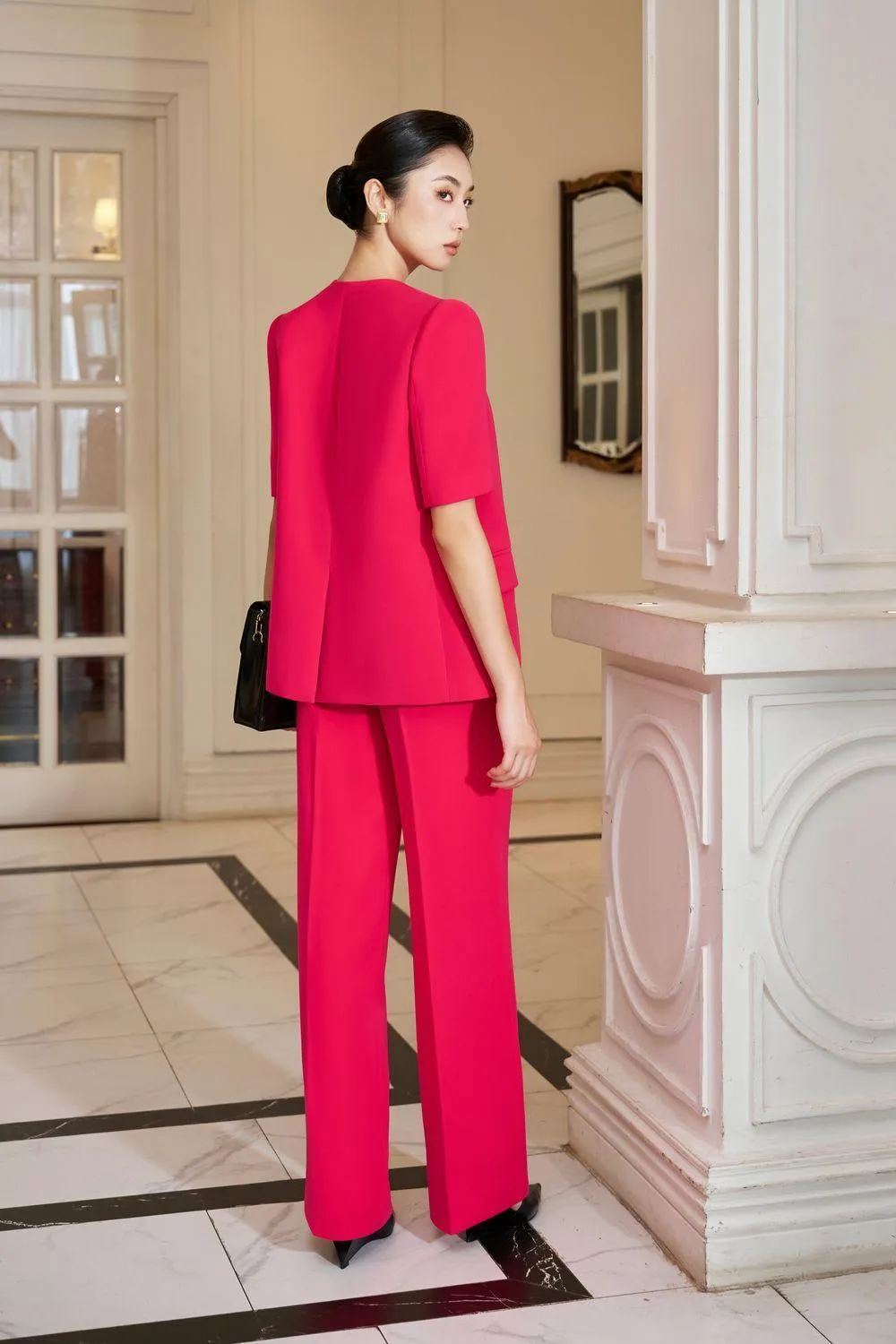 Vivienne Straight Side Pocket Gabardine Ankle Length Trousers