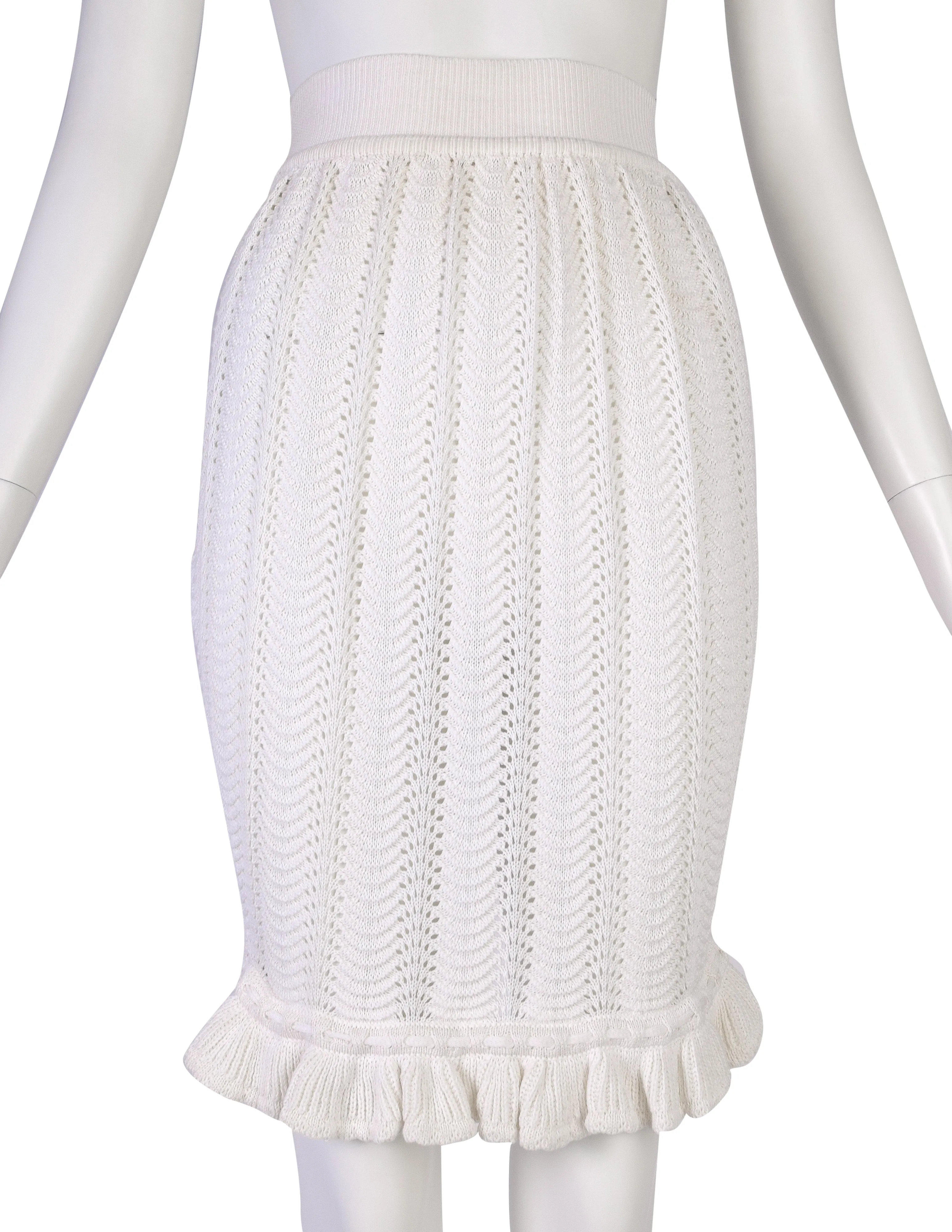 Vivienne Westwood Vintage SS 1995 'Erotic Zones' White Scalloped Knit Bustle Skirt