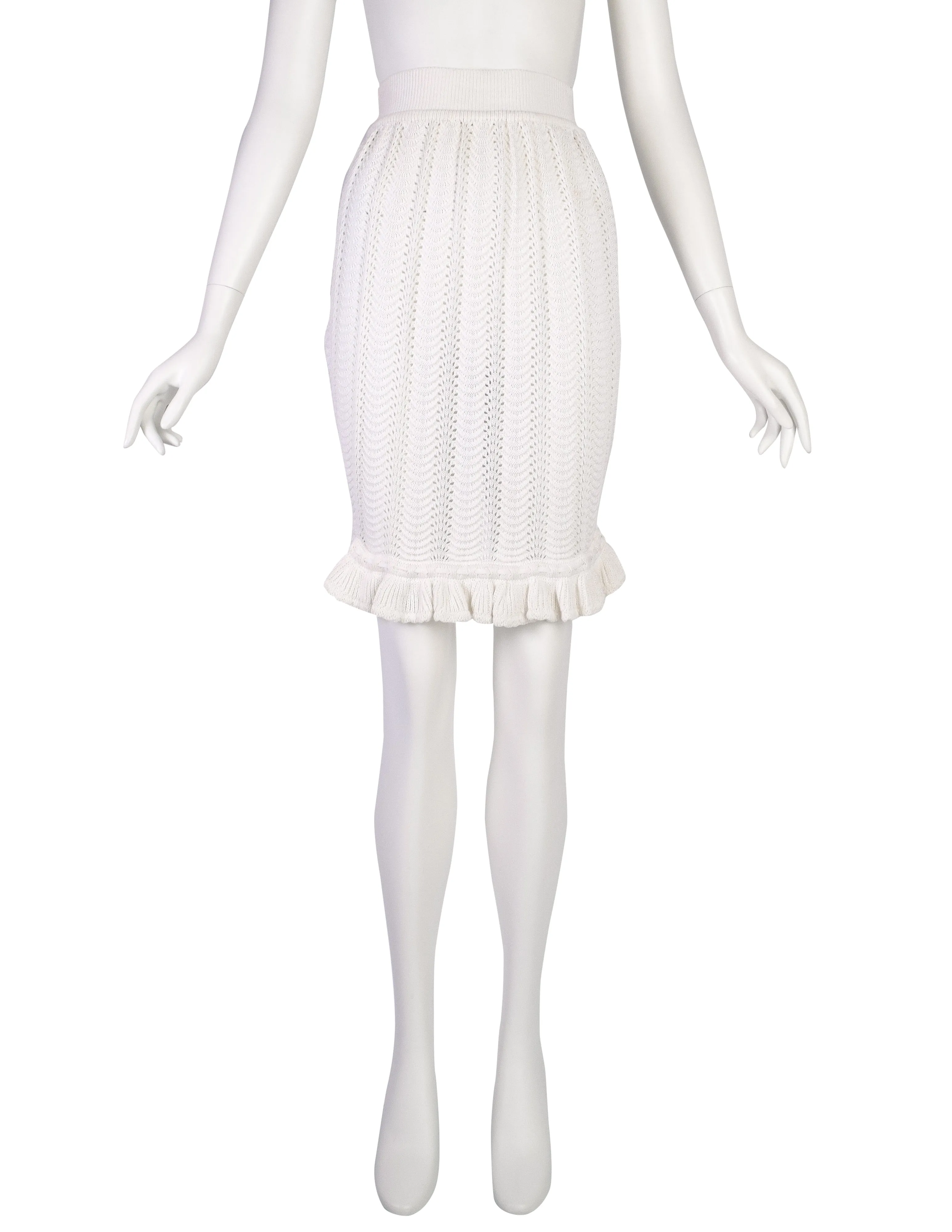 Vivienne Westwood Vintage SS 1995 'Erotic Zones' White Scalloped Knit Bustle Skirt