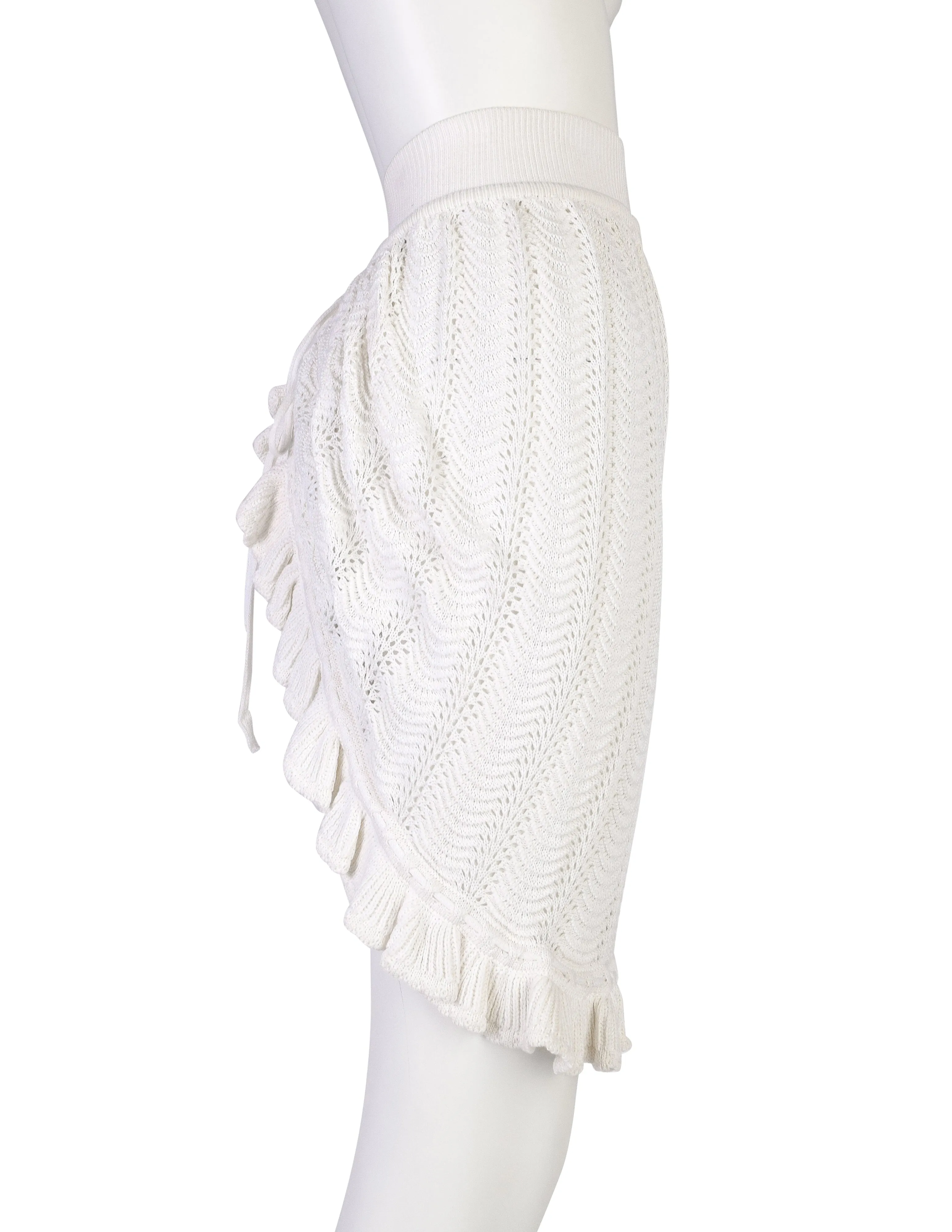 Vivienne Westwood Vintage SS 1995 'Erotic Zones' White Scalloped Knit Bustle Skirt