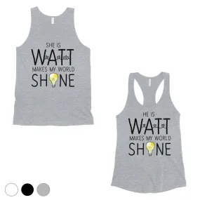 Watt World Shine Light Matching Couple Tank Tops For Anniversary