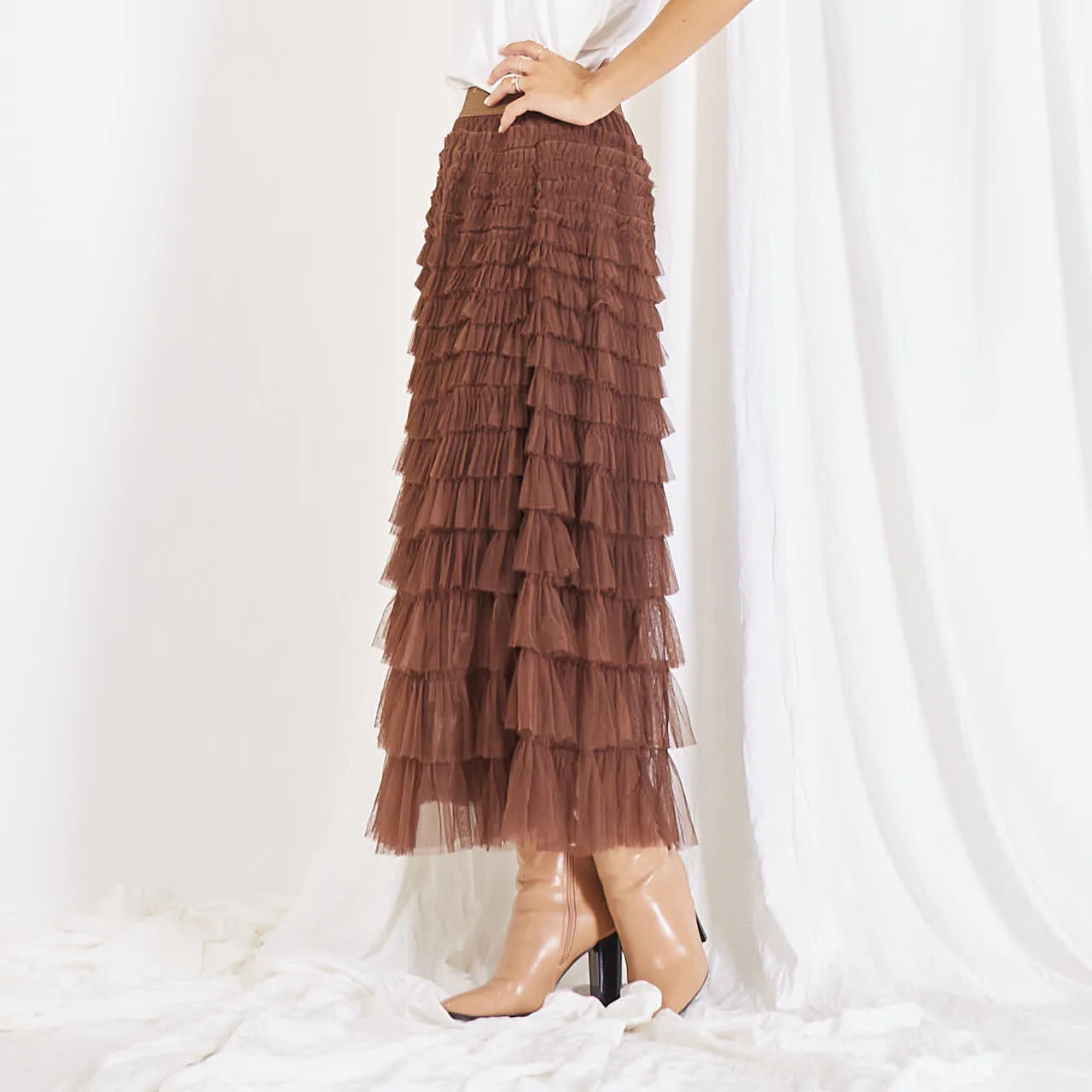 Wholesale mesh pleated skirt