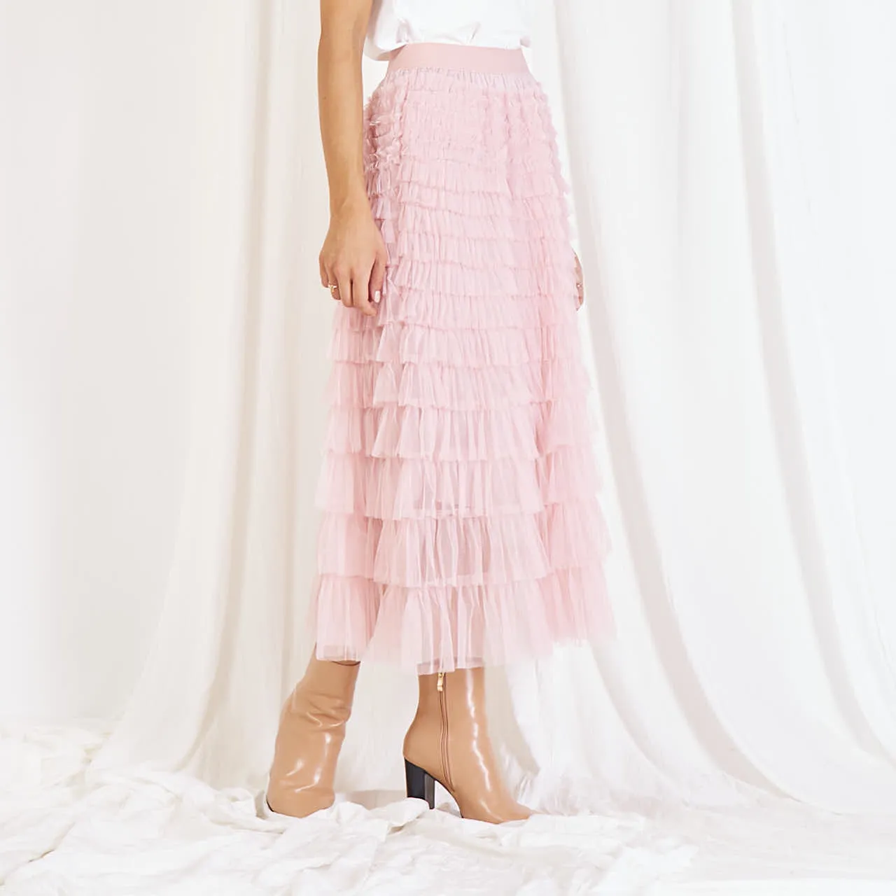 Wholesale mesh pleated skirt