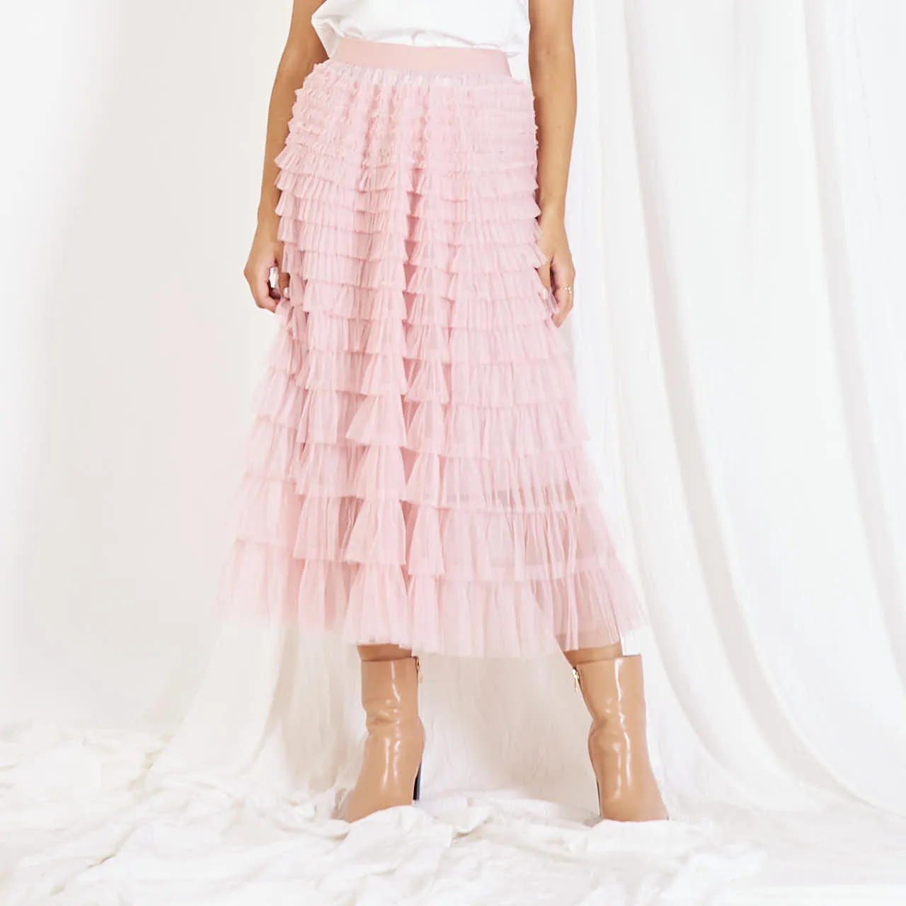 Wholesale mesh pleated skirt