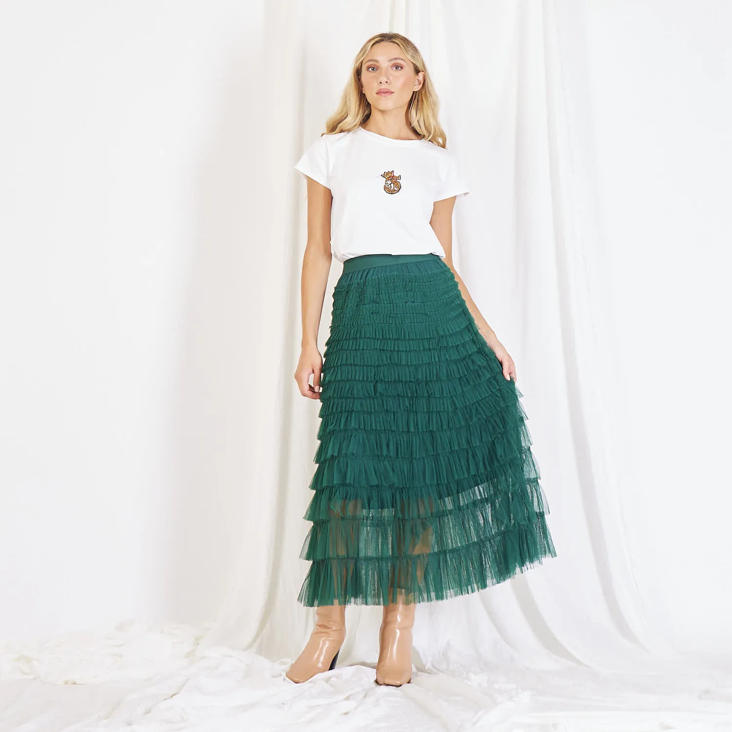 Wholesale mesh pleated skirt