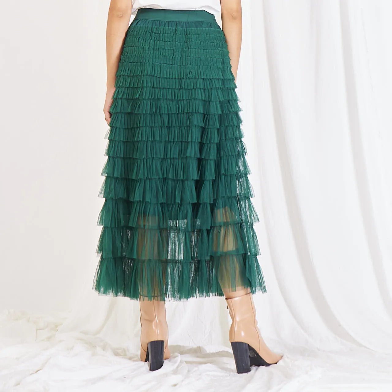 Wholesale mesh pleated skirt