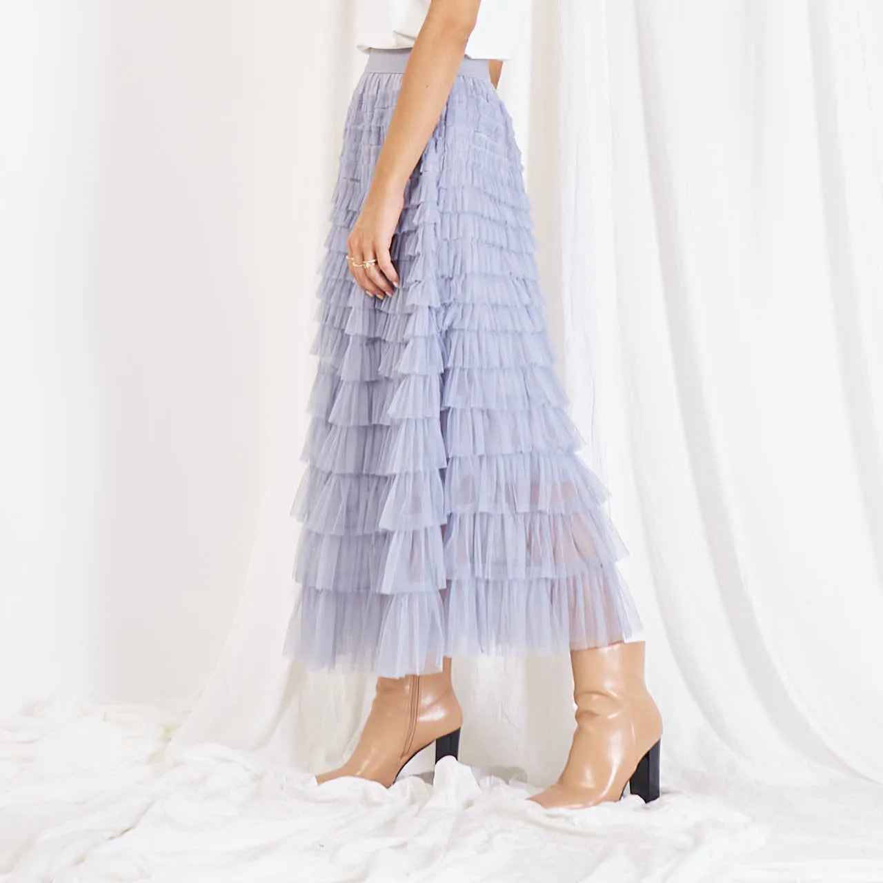 Wholesale mesh pleated skirt