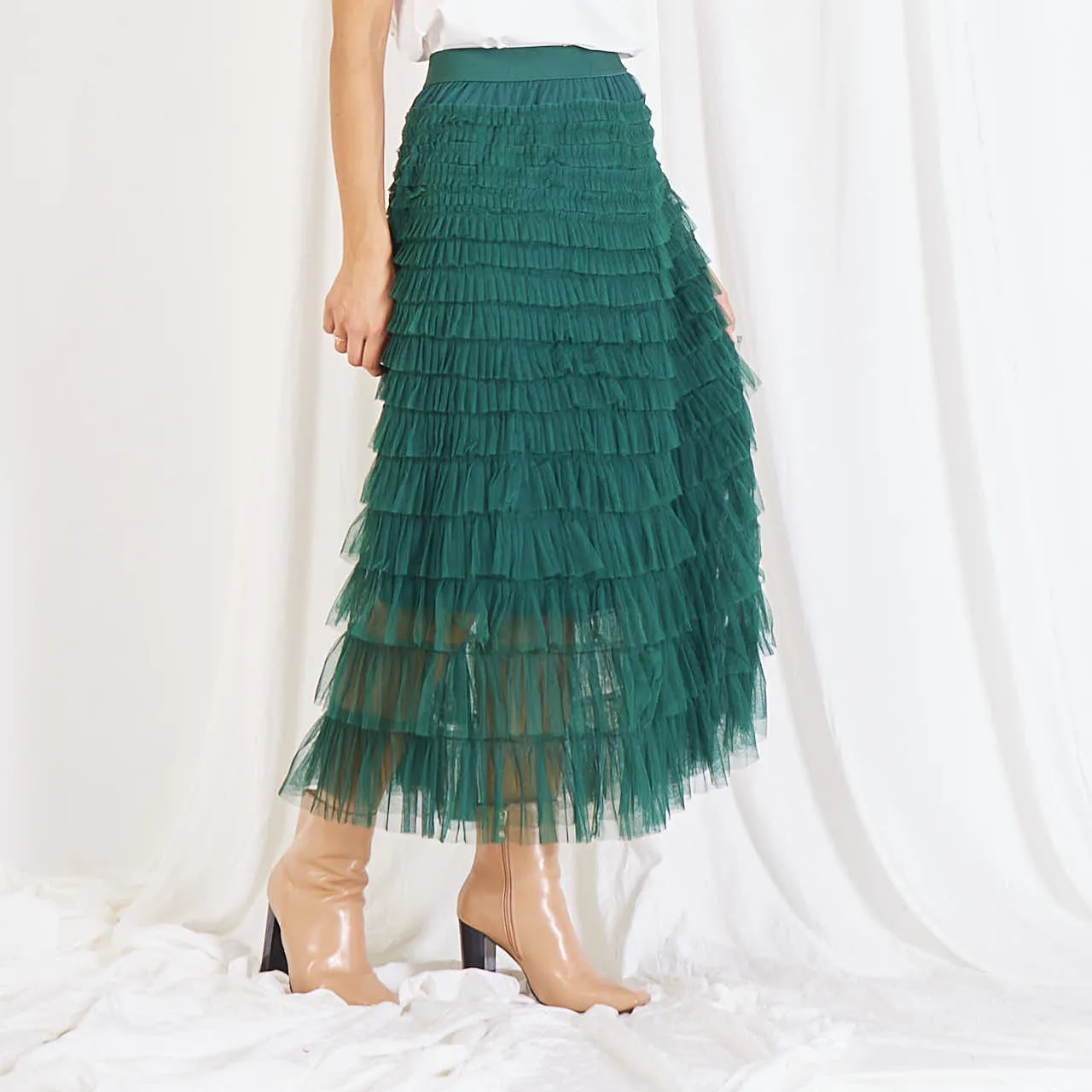 Wholesale mesh pleated skirt