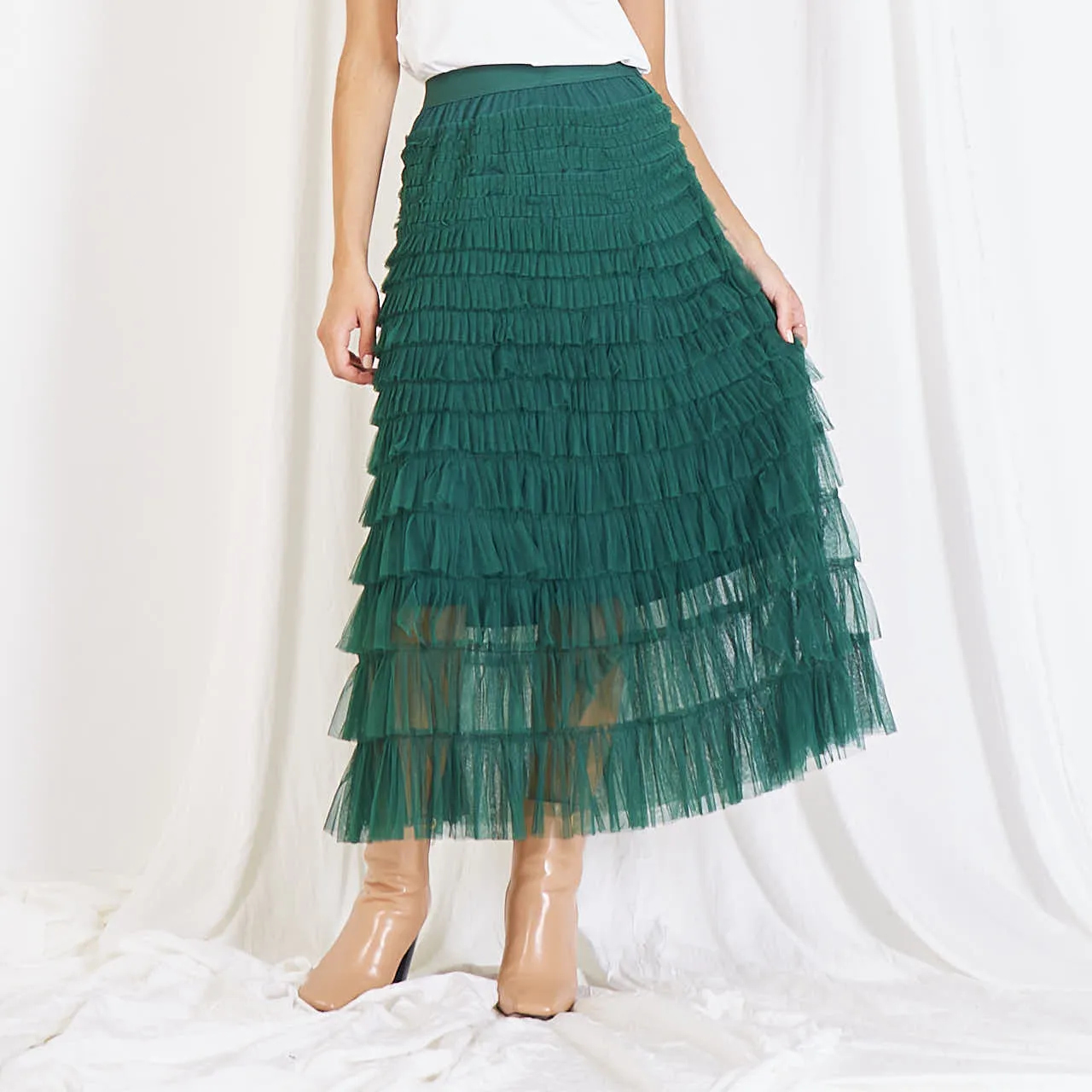 Wholesale mesh pleated skirt