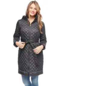 Women's Quilted Satin Belted Down Coat