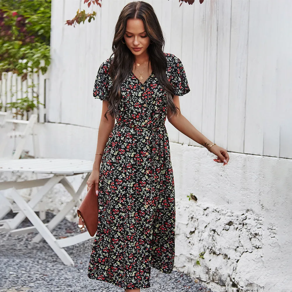 Women's Retro Floral Long Dress