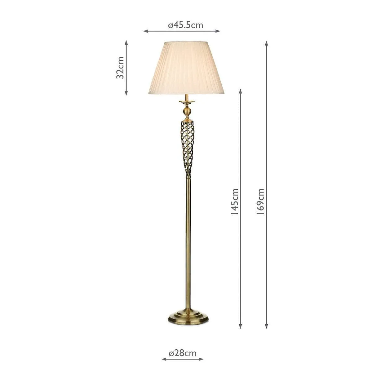 Zaragoza Floor Lamp Complete With Shade Antique Brass